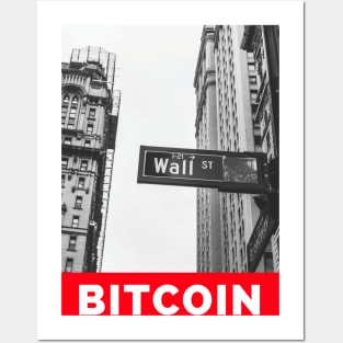 Bitcoin On Wall Street Blockchain Cryptocurrency Design Posters and Art